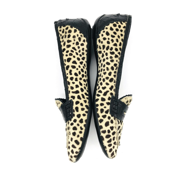 Donald J Pliner Calf Hair Cheetah Print Loafers 6M - Picture 1 of 8